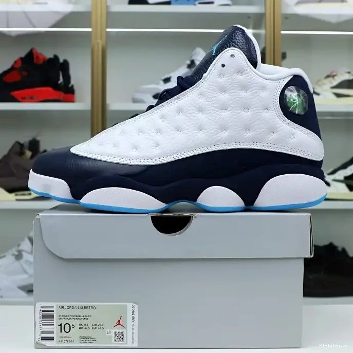 WHITE JORDAN POWDER BLUE Kimikick 414571-144 RETRO AIR 13 OBSIDIAN 0524
